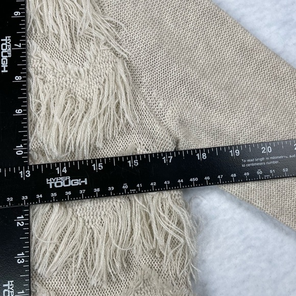 Chico’s Sweater 1 Womens 8 Medium Cardigan Open Front‎ Oatmeal Fringe Chevron - Picture 6 of 11